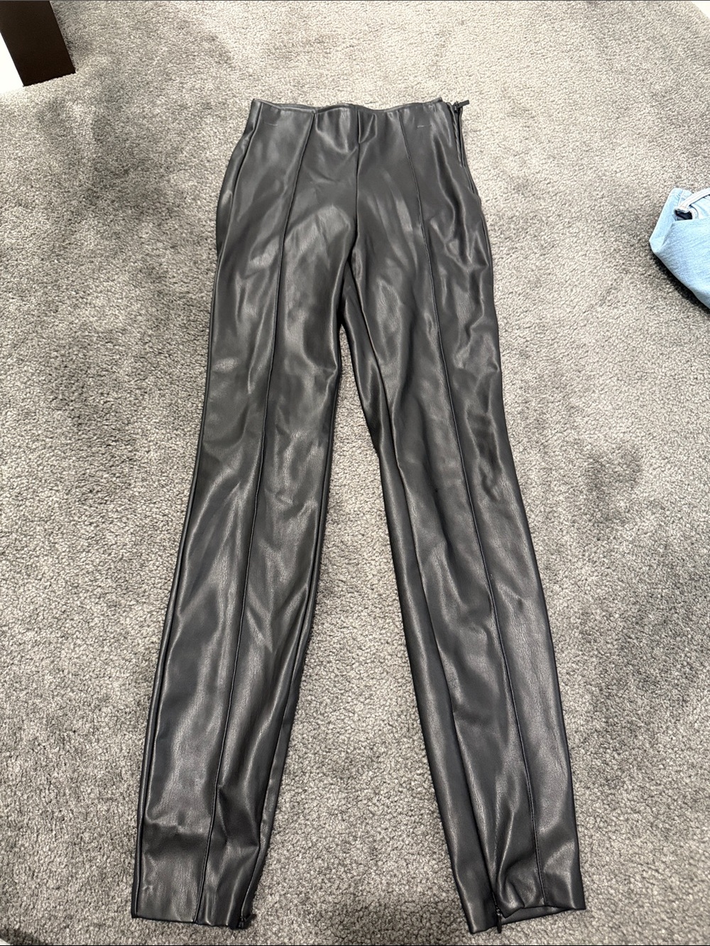 Zara Black Faux Leather High-Rise Leggings